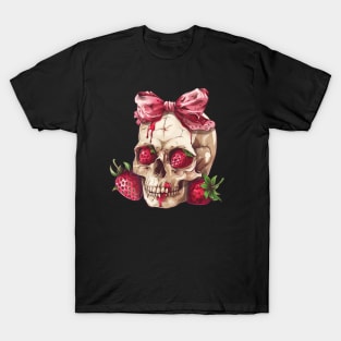 Coquette Strawberry Skull T-Shirt